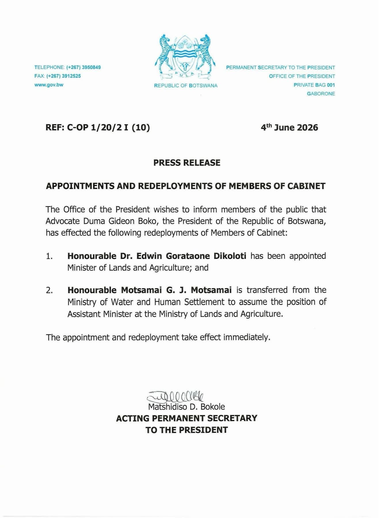 Deployments Of Members Of Parliament